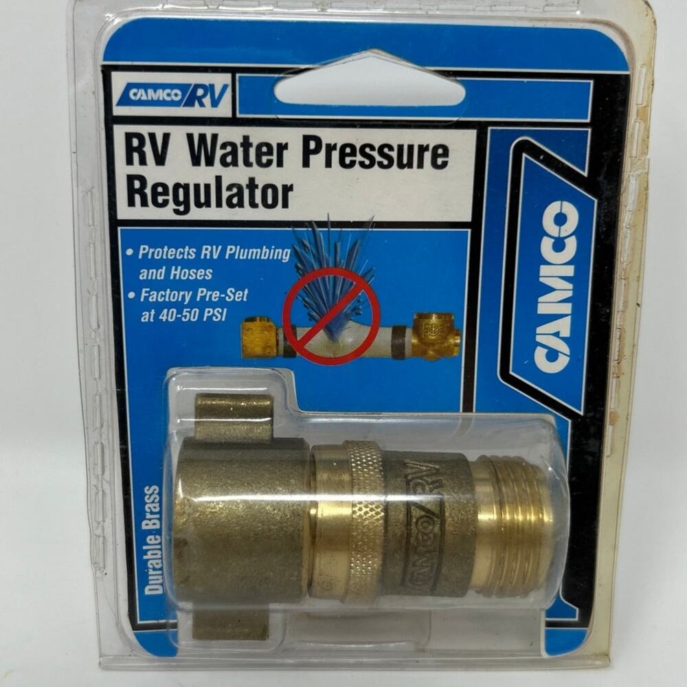 Camco RV‎ Durable Brass Water Pressure Regulator Protects RV Plumbing and Hoses